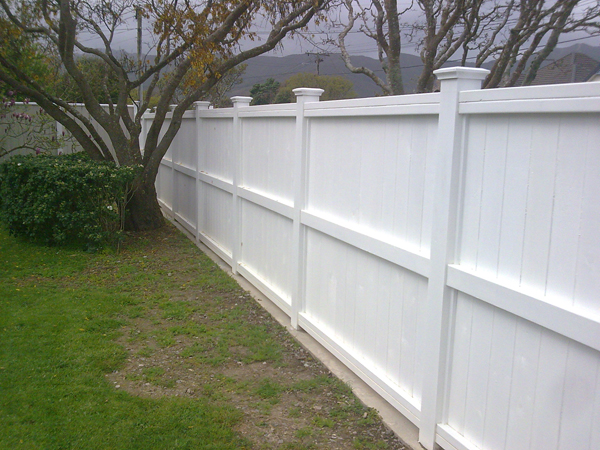 Painted tongue-and-groove fence